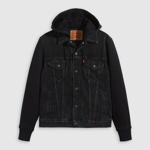 Levi’s Vintage Fit Hybrid Hoodie Trucker Jacket, Black, Sz S, NWT